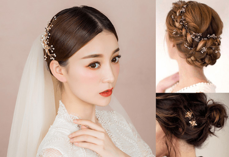 Hướng dẫn bới tóc cô dâu đơn giản( tóc bới đội mấn cho cô dâu) Bông Studio  mẫu 65 - YouTube