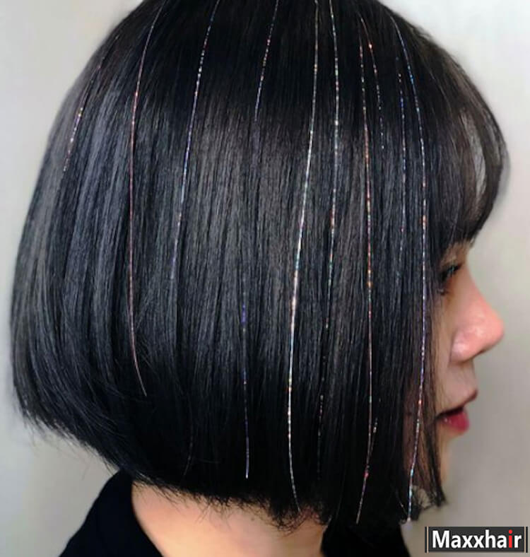 Kiểu nối tóc kim tuyến đơn giản, tạo sự lấp lánh